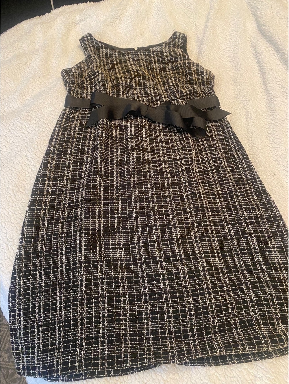 Karin Stevens Women’s Size 16 Black Cream Plaid Sleeveless Fit & Flare Dress